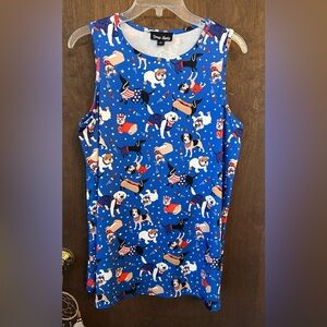Fun patriotic tank top, Blue with lots of cute dogs.